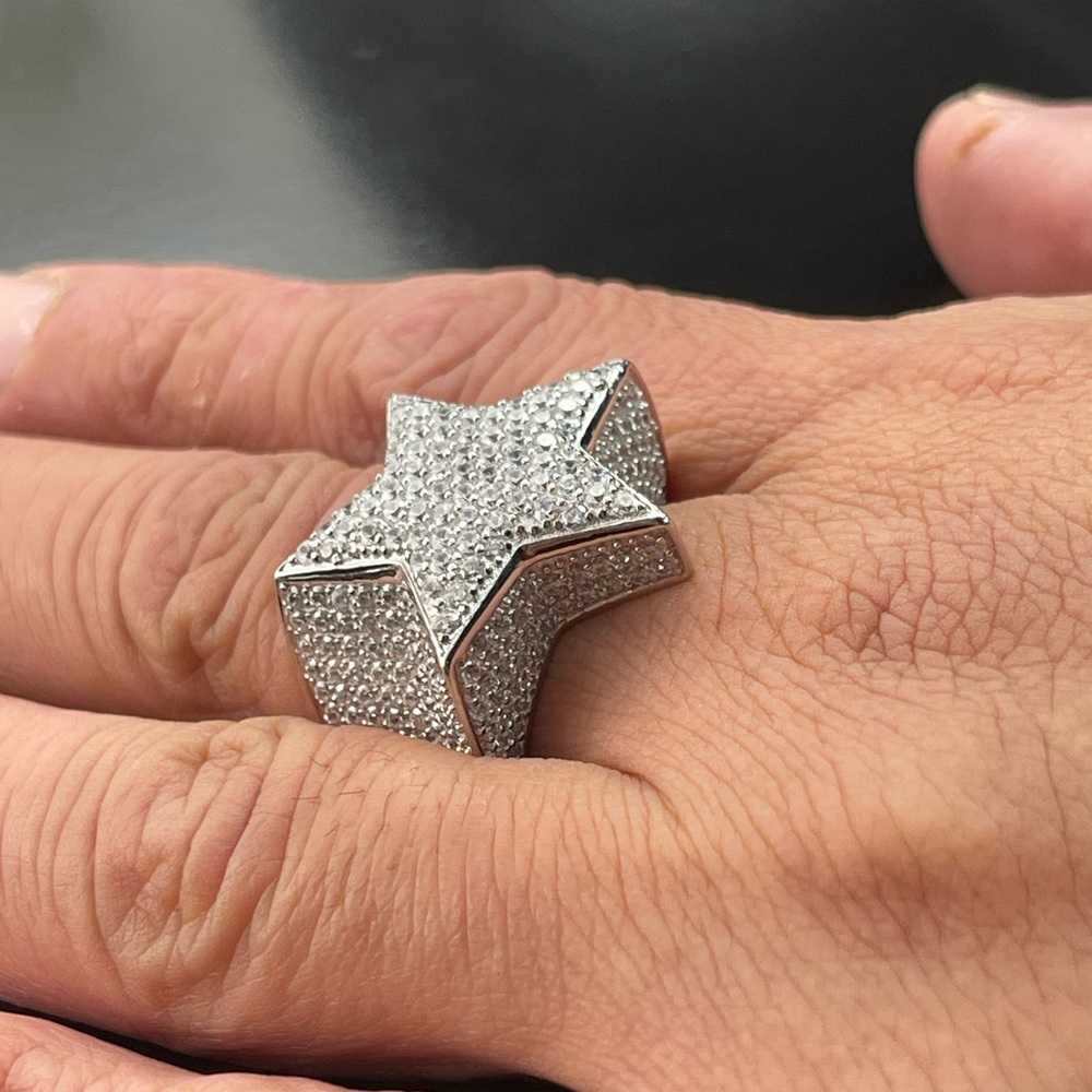 Solid 925 Silver Large Star Ring Size 11,10,9,8,7… - image 5